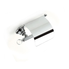 Chrome Brass Covered Toilet Roll Holder with Crystal